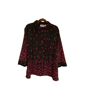 JOANN-PLUS~BLOUSE~BLACK/PINK~NWOT~2X